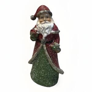 Red And Green Santa Father Christmas Figurine 5” Glitter Holiday Decor
